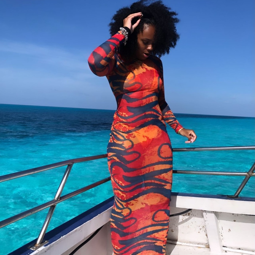 Vibrant Long Sleeve Bodycon Dress